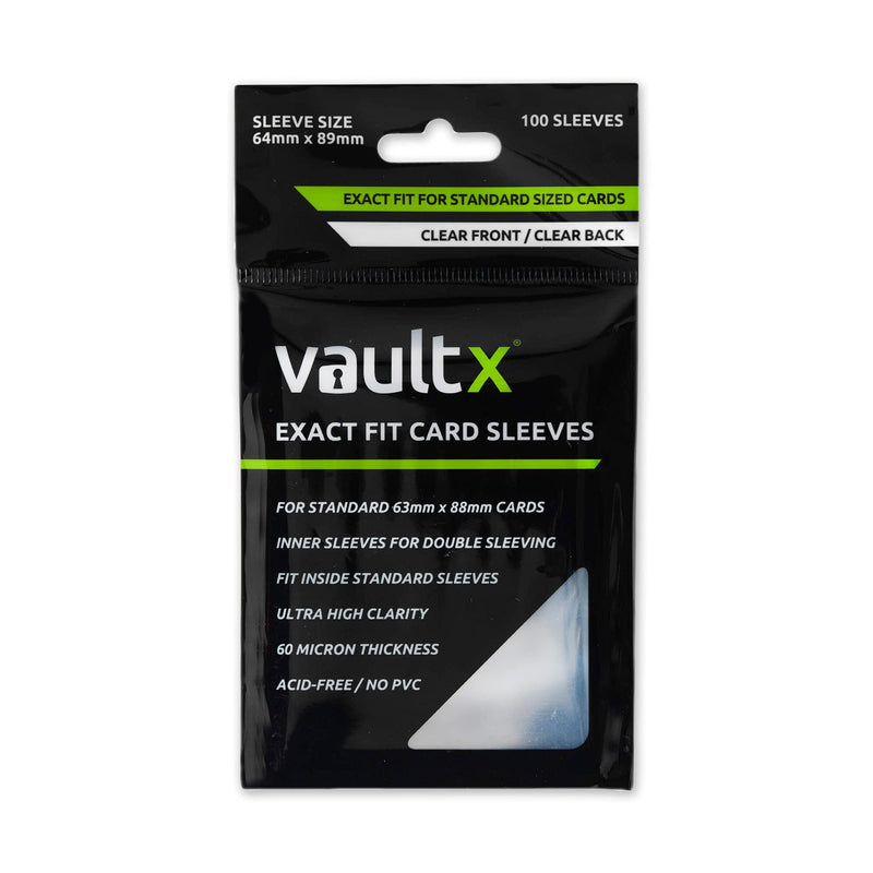 Vault X Exact Fit Trading Card Sleeves - High Clarity Perfect Fit Inner Sleeves to Protect and Preserve Board Game, Collectible and Trading Card Games(100 Pack