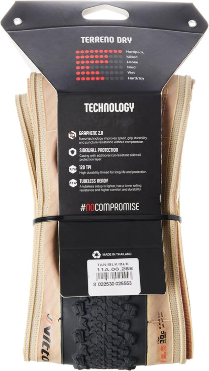 Vittoria Terreno Dry 700x38c Gravel Black Tan G2.0 Tyre
