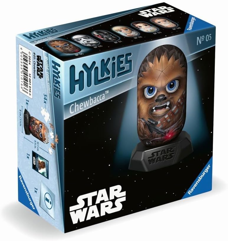 Ravensburger 12001016 Star Wars Hylkies Figures Chewbacca Gifts for Kids and Adults Age 6 Years Up-Collectable Toys and 3D Jigsaw Puzzles, Brown, One Size