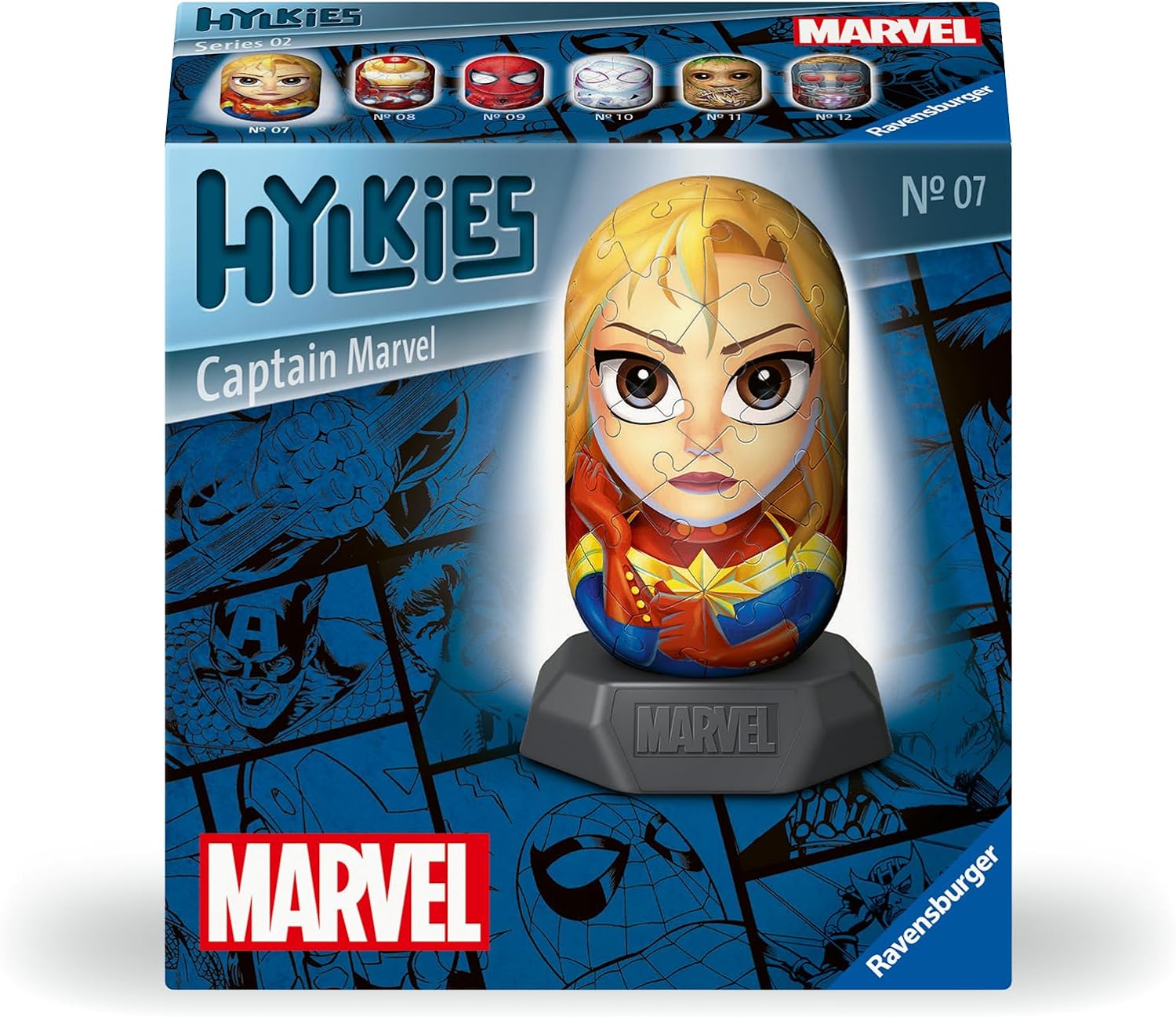 Ravensburger 12001156 Marvel Hylkies Figures Captain Collectable Toys and Gifts for Kids and Adults Age 6 Years Up-3D Jigsaw Puzzles-Avengers, Red, One Size