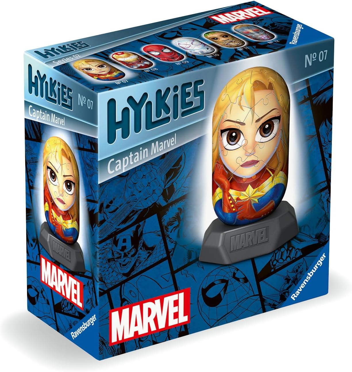 Ravensburger 12001156 Marvel Hylkies Figures Captain Collectable Toys and Gifts for Kids and Adults Age 6 Years Up-3D Jigsaw Puzzles-Avengers, Red, One Size