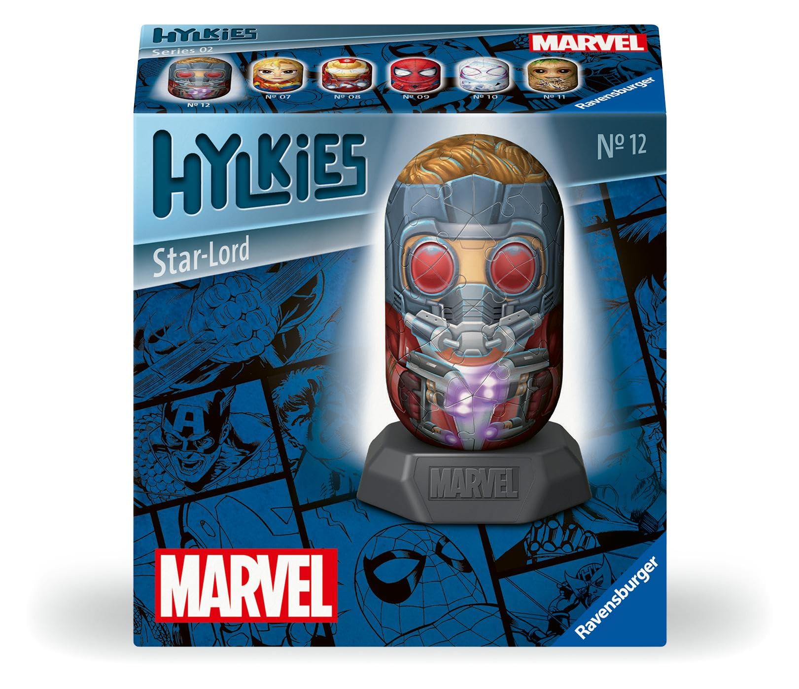 Ravensburger Marvel Hylkies Figures Star Lord - Collectable Toys and Gifts for Kids and Adults Age 6 Years Up - 3D Jigsaw Puzzles - Guardians of The Galaxy