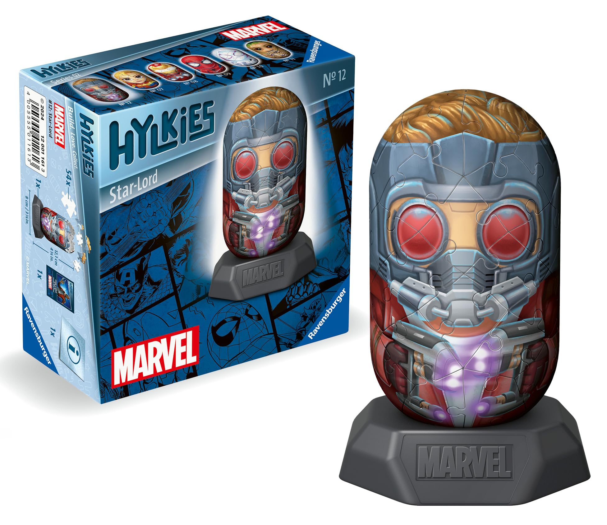 Ravensburger Marvel Hylkies Figures Star Lord - Collectable Toys and Gifts for Kids and Adults Age 6 Years Up - 3D Jigsaw Puzzles - Guardians of The Galaxy