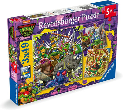 Ravensburger 12004012 Teenage Mutant Ninja Turtles TMNT Toys-3x 49 Piece Jigsaw Puzzles for Kids Age 5 Years Up, Multicolour, One Size