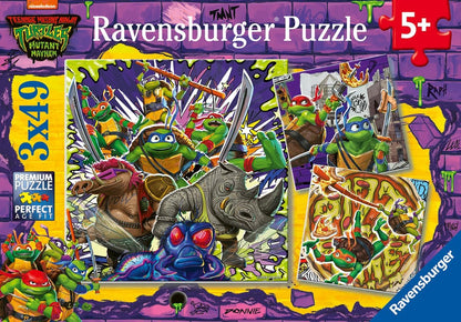 Ravensburger 12004012 Teenage Mutant Ninja Turtles TMNT Toys-3x 49 Piece Jigsaw Puzzles for Kids Age 5 Years Up, Multicolour, One Size