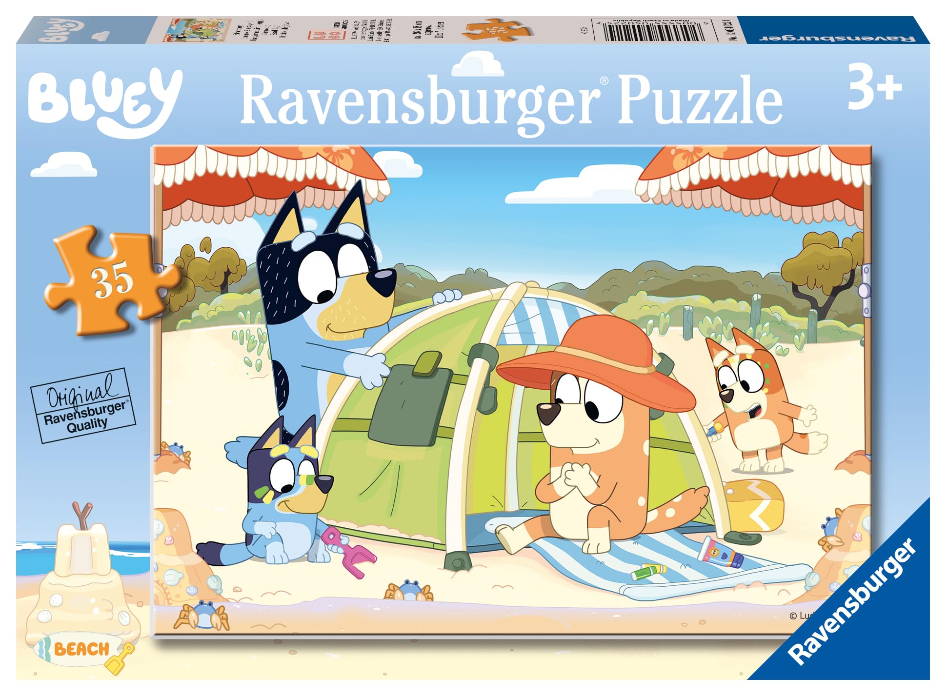 Ravensburger 12004022 Bluey Toys for Kids Age 3 Years Up-35 piece Jigsaw Puzzle-Beach Day-2024, Multicolour, One Size