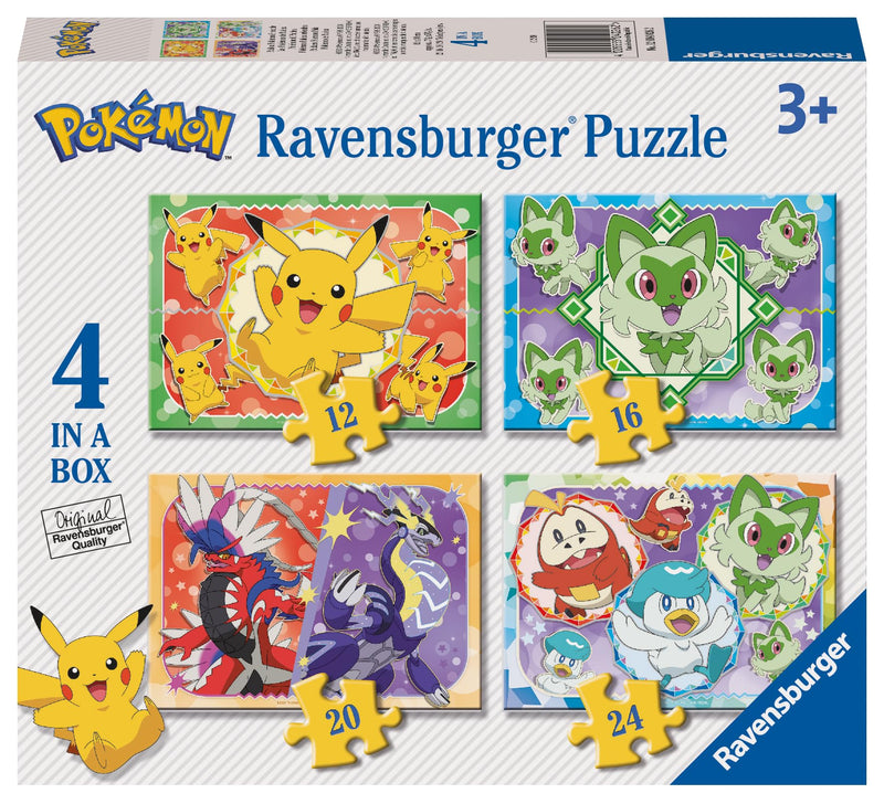 Ravensburger 12004026 Pokemon Gifts-Jigsaw Puzzles for Kids Age 3 Years Up-4 in a Box (12, 16, 20, 24 Pieces), Multicolour, One Size