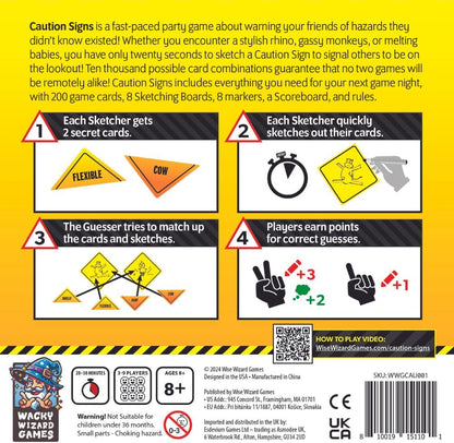 Wise Wizard Games | Caution Signs | Fast-Paced Party Game | Ages 10+ | 3-9 Players | 10+ Minutes Playing Time