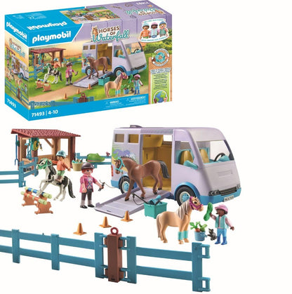 PLAYMOBIL Horses of Waterfall 71493 Mobiele manege, spelenderwijs leren, avonturen beleven op de Waterfall Ranch, gedetailleerde speelgoed voor kinderen vanaf 4 jaar