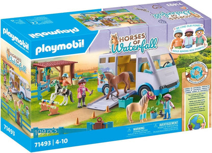 PLAYMOBIL Horses of Waterfall 71493 Mobiele manege, spelenderwijs leren, avonturen beleven op de Waterfall Ranch, gedetailleerde speelgoed voor kinderen vanaf 4 jaar
