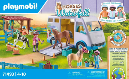 PLAYMOBIL Horses of Waterfall 71493 Mobiele manege, spelenderwijs leren, avonturen beleven op de Waterfall Ranch, gedetailleerde speelgoed voor kinderen vanaf 4 jaar