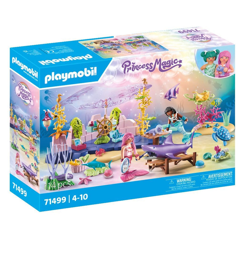 PLAYMOBIL Princess Magic 71499 Zeemeermin dierenverzorging, zorgzame zorg voor zeedieren, inclusief zorgstation, leuk fantasierijk rollenspel, gedetailleerd speelgoed voor kinderen vanaf 4 jaar