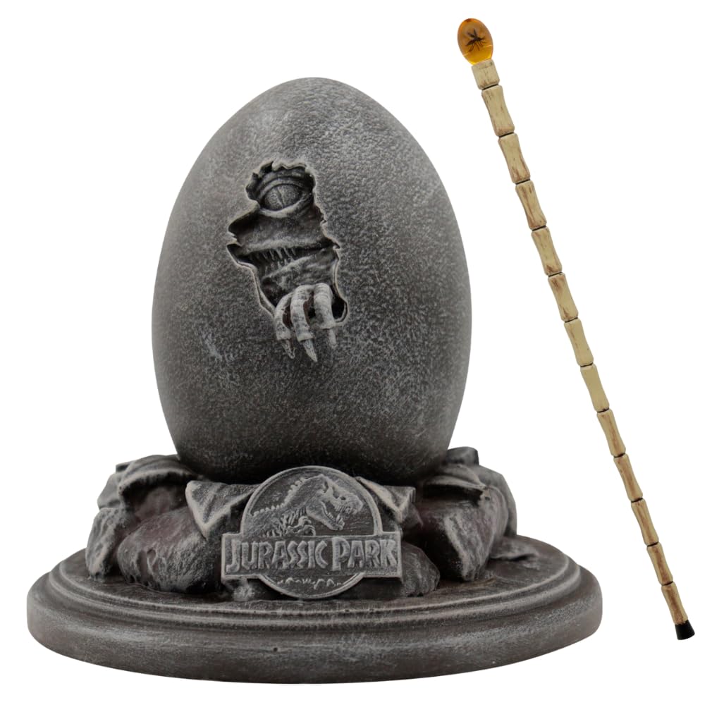 Jurassic Park Velociraptor Egg Statue & Cane Replica Collectors Set