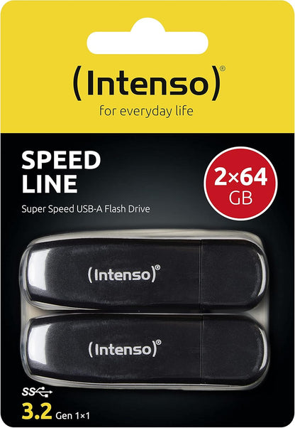 Intenso Speed Line 2 x 64 GB Memory Stick USB 3.2 Gen 1x1 Black 64 GB - 2er Pack