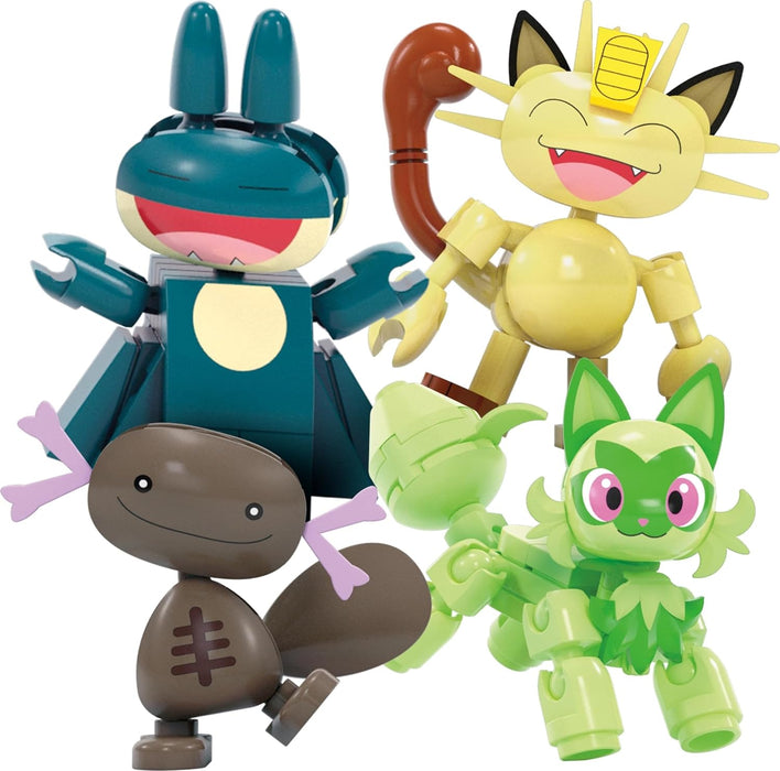MEGA Pokémon Diversión en la noria Set de construcción con figuras de acción con 4 personajes (Sprigatito, Munchlax, Meowth y Wooper), 393 bloques de construcción, juguete +8 años (HXF80