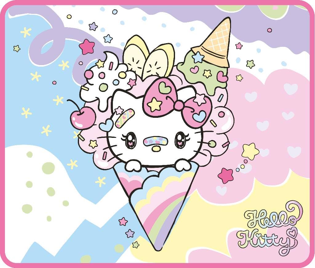 Konix Hello Kitty Gaming-Mauspad 32 x 27 cm - Rutschfeste Mikrofaser - Oberfläche - Gummi - Motiv Eis