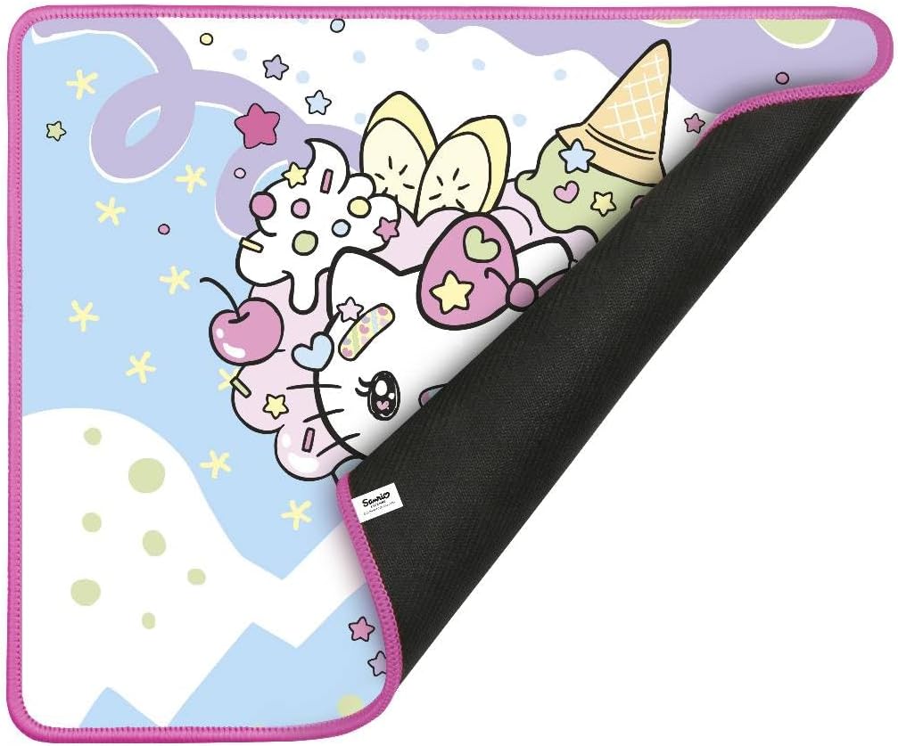 Konix Hello Kitty Gaming-Mauspad 32 x 27 cm - Rutschfeste Mikrofaser - Oberfläche - Gummi - Motiv Eis