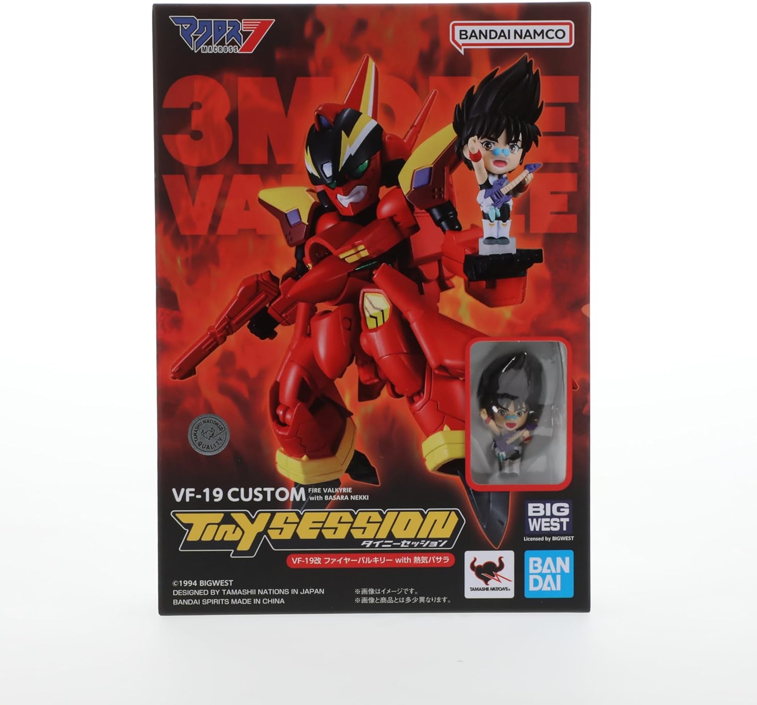 TAMASHII NATIONS - Macross 7 - VF-19 Custom Fire Valkyrie with Basara Nekki, Bandai Spirits Tiny Session Figure