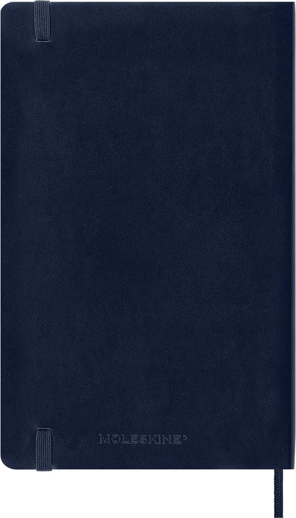 Moleskine Daily Planner, 12 Monate Tagesplaner 2025, Weicher Einband und Elastischer Verschluss, Farbe SaphirBlau, Großes Format 13x21 cm