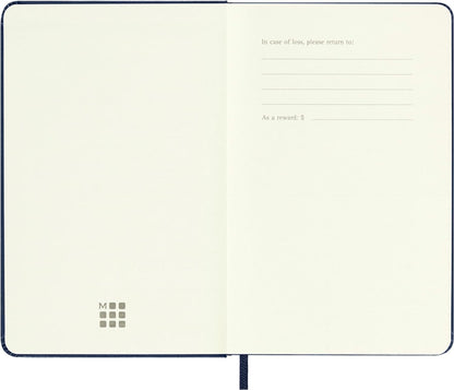 Moleskine Daily Planner, 12-Month 2025 Daily Agenda, Hard Cover and Elastic Closure, Sapphire Blue Color, Pocket Format 9x14 cm Hard Cover Pocket Sapphire Blue