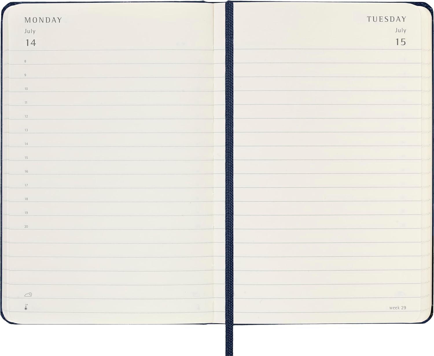 Moleskine Daily Planner, 12-Month 2025 Daily Agenda, Hard Cover and Elastic Closure, Sapphire Blue Color, Pocket Format 9x14 cm Hard Cover Pocket Sapphire Blue