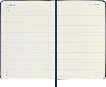 Moleskine Daily Planner, 12-Month 2025 Daily Agenda, Hard Cover and Elastic Closure, Sapphire Blue Color, Pocket Format 9x14 cm Hard Cover Pocket Sapphire Blue