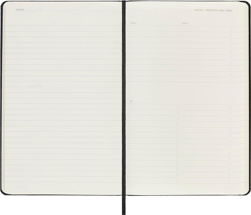 Moleskin Weekly Planner, Vertical Pro 12-Month Agenda 2025, HardCover and Elastic Closure, Black Color, Large Format 13x21 cm
