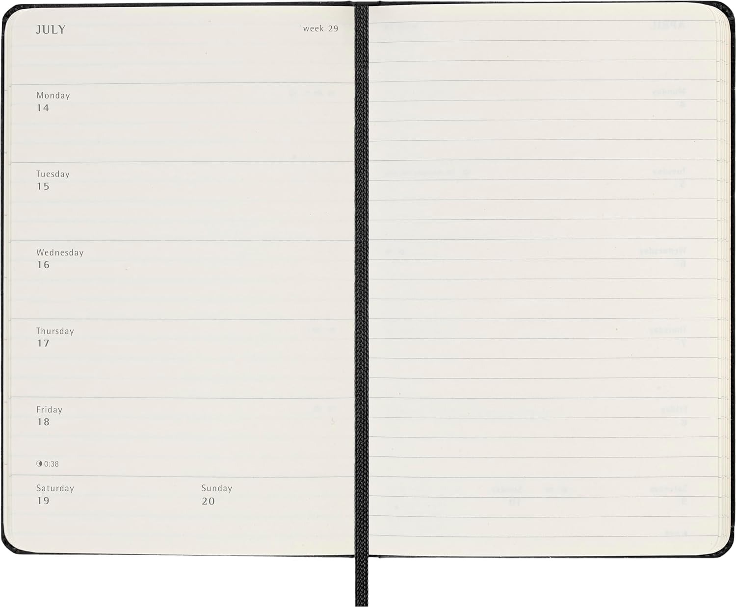 Moleskine Weekly Planner, Weekly Agenda with Space for Notes 12 Months 2025, Hard Cover and Elastic Closure, Black Color, Pocket Format 9x14 cm
