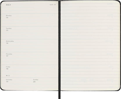 Moleskine Weekly Planner, Weekly Agenda with Space for Notes 12 Months 2025, Hard Cover and Elastic Closure, Black Color, Pocket Format 9x14 cm