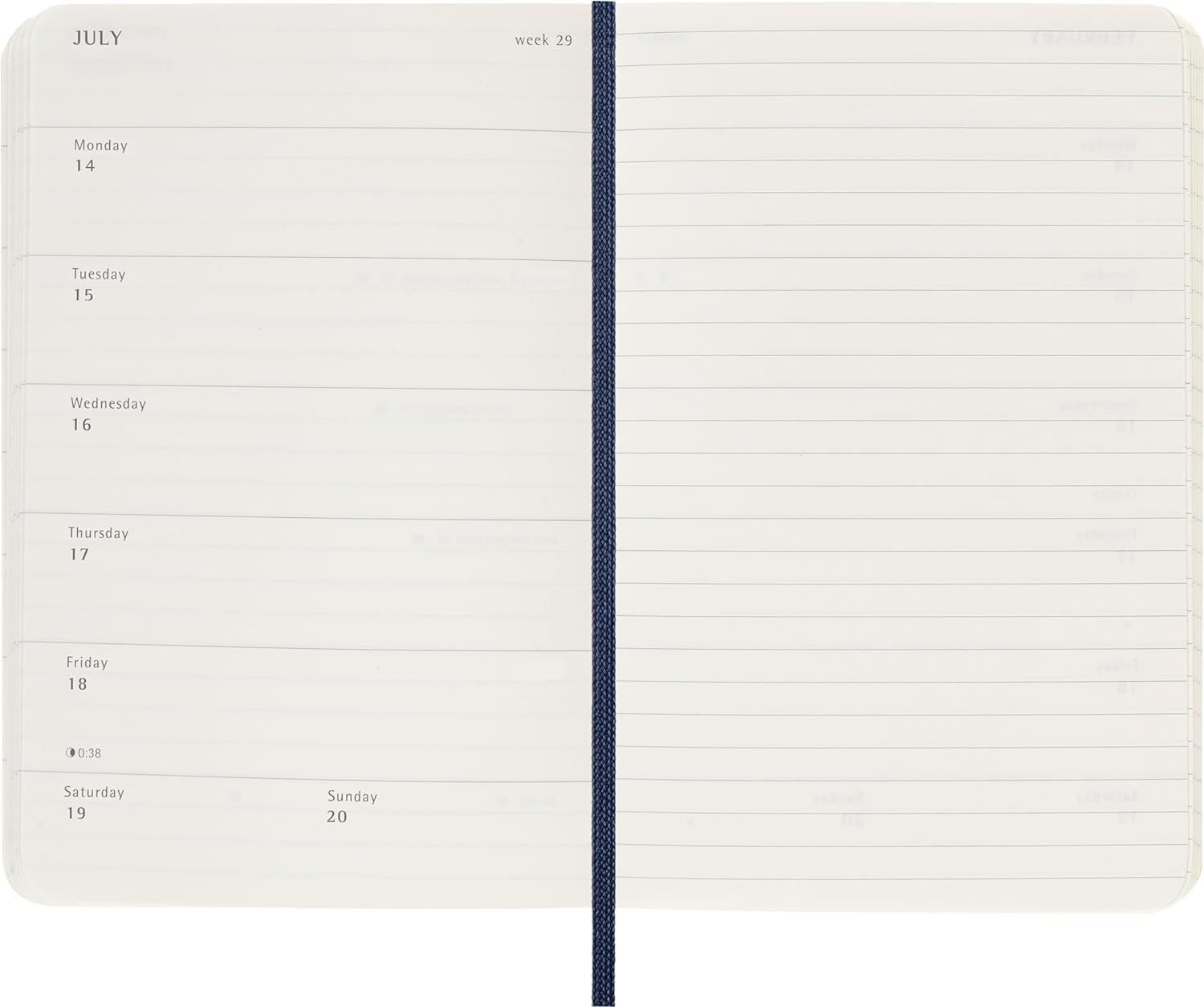 Moleskine Weekly Planner, Weekly Agenda with Space for Notes 12 Months 2025, Soft Cover and Elastic Closure, Sapphire Blue Color, Pocket Format 9x14 cm
