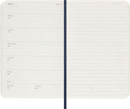 Moleskine Weekly Planner, Weekly Agenda with Space for Notes 12 Months 2025, Soft Cover and Elastic Closure, Sapphire Blue Color, Pocket Format 9x14 cm