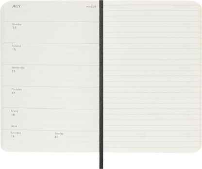Moleskine Weekly Planner, Weekly Agenda with Space for Notes 12 Months 2025, Soft Cover and Elastic Closure, Black Color, Pocket Format 9x14 cm