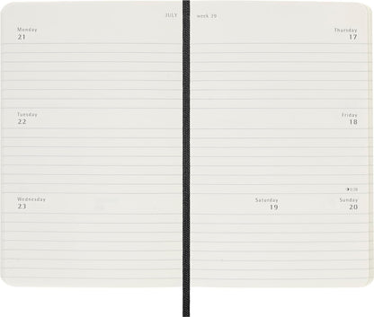 Moleskine Weekly Planner, Horizontal 12-Month 2025 Agenda, SoftCover and ElasticClosure, BlackColor, PocketFormat 9x14 cm