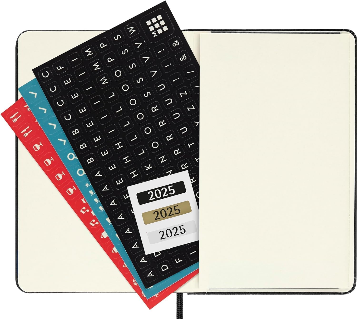 Moleskine Weekly Planner, Horizontal 12-Month 2025 Agenda, HardCover and Elastic Closure, Black Color, Pocket Format 9x14 cm