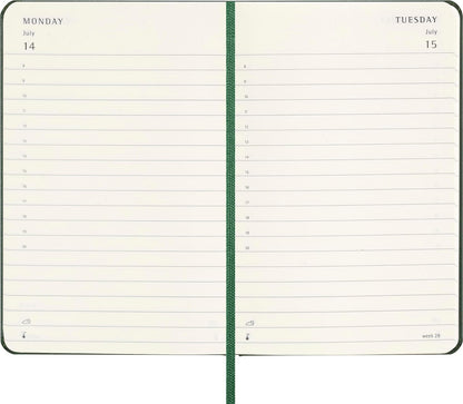 Moleskine Daily Planner, 12-Month Daily Agenda 2025, Hard Cover and Elastic Closure, Myrtle Green Color, Pocket Format 9x14 cm Hard Cover Pocket Myrtle Green