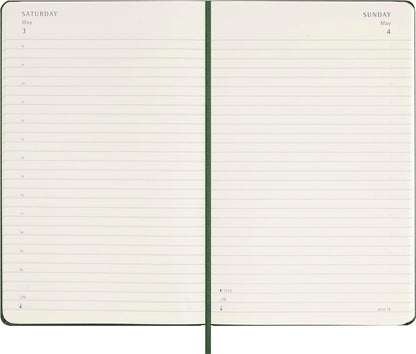 Moleskine Daily Planner, 12-Month Daily Agenda 2025, Hard Cover and Elastic Closure, Myrtle Green Color, Large Format 13x21 cm Hard Cover Large Myrtle Green