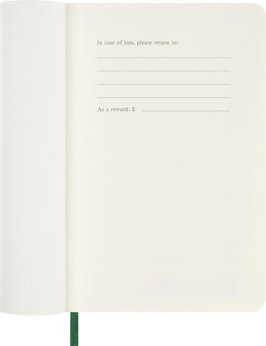 Moleskine Daily Planner, 12 Monate Tagesplaner 2025, Weicher Einband und Elastischer Verschluss, Farbe MyrtenGrün, TaschenFormat 9x14 cm