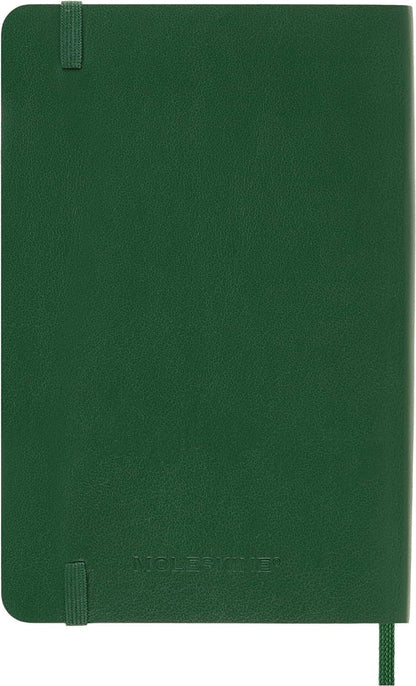 Moleskine Daily Planner, 12 Monate Tagesplaner 2025, Weicher Einband und Elastischer Verschluss, Farbe MyrtenGrün, TaschenFormat 9x14 cm