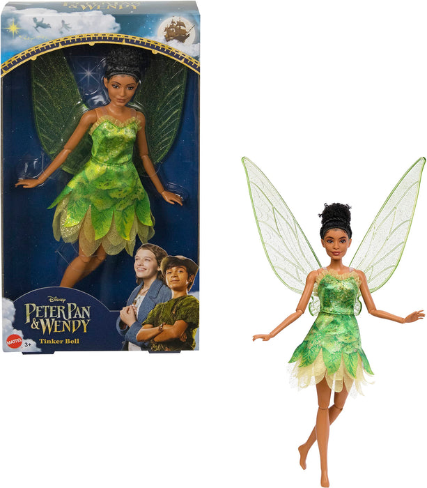 Mattel Disney Peter Pan y Wendy Campanilla Muñeca con vestido de hada, juguete +3 años (HNY37