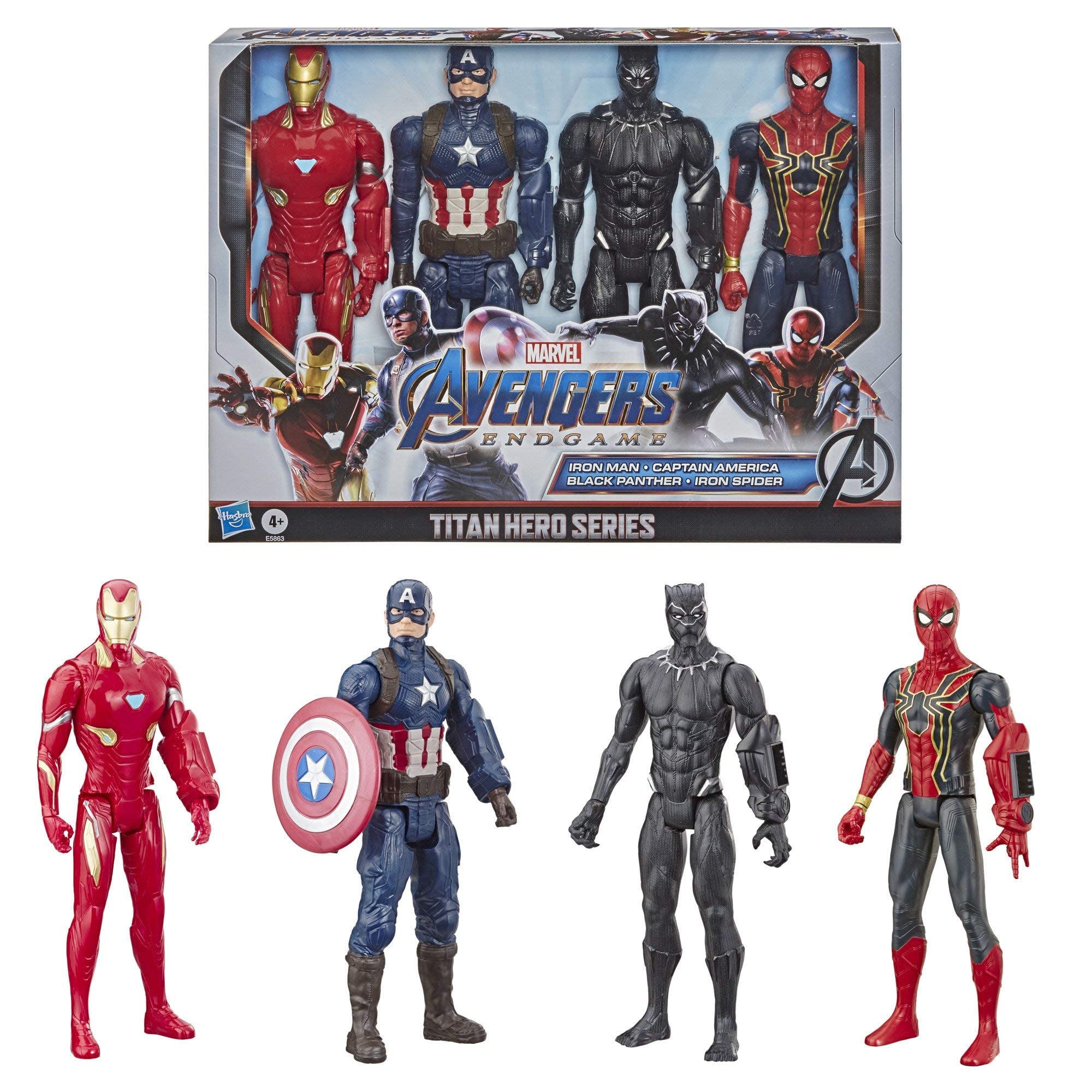 Hasbro Marvel Avengers: Endgame Titan Hero Series Action Figure 4 Pack, Black