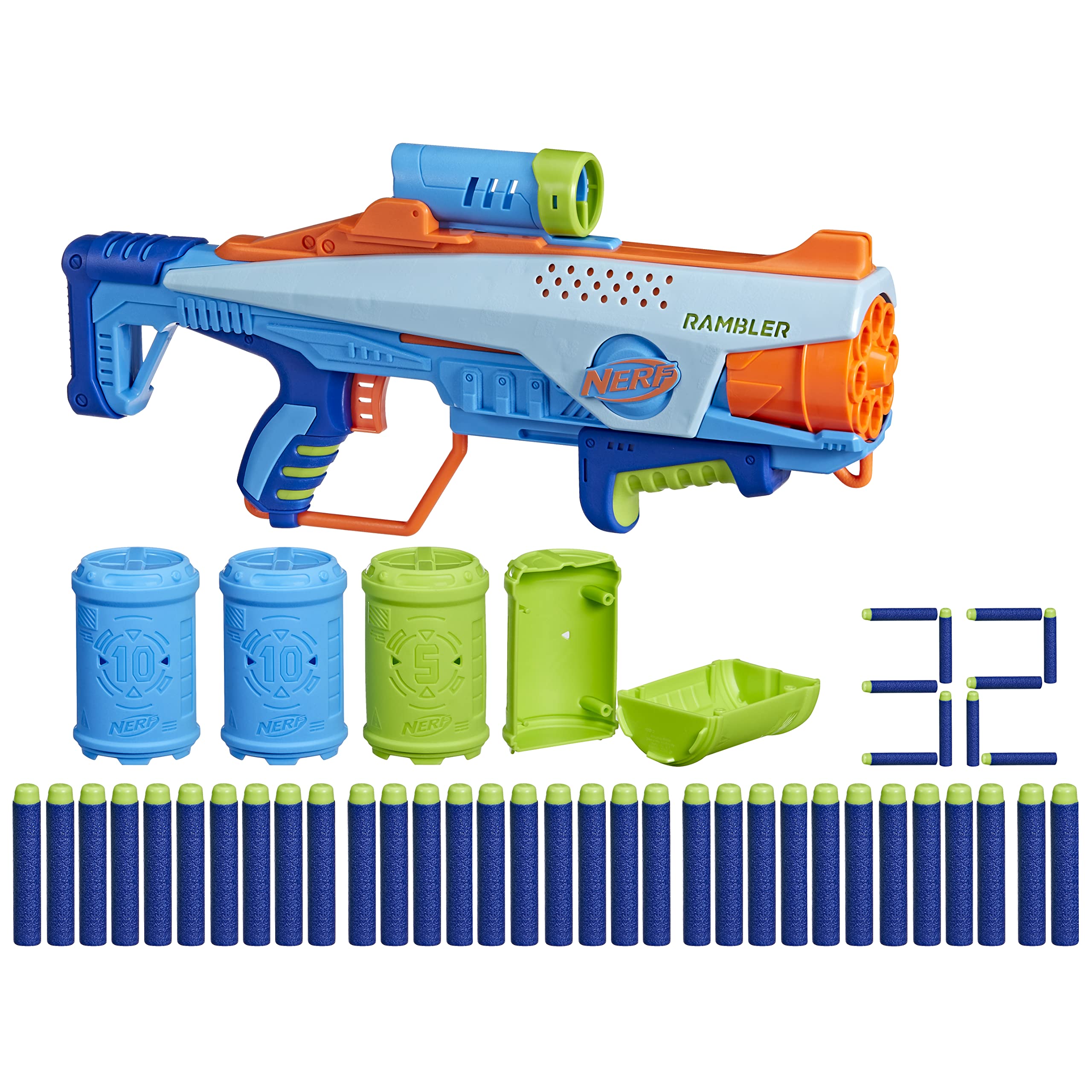 Nerf Elite Junior Rookie Pack, Easy Play Blaster, 32 Nerf Elite Darts, 4 Targets ROOKIE SET