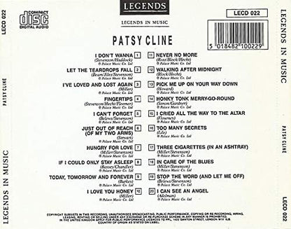 Patsy Cline - Legends In Music