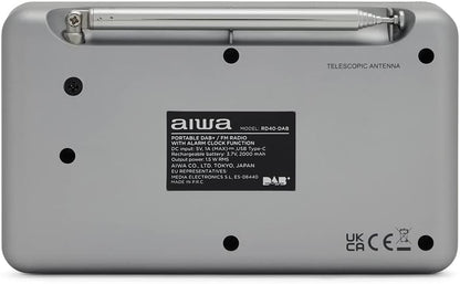 Aiwa Rd40Dabtn - Digital Dab+ & Fm Radio Alarm Clock (Silver)