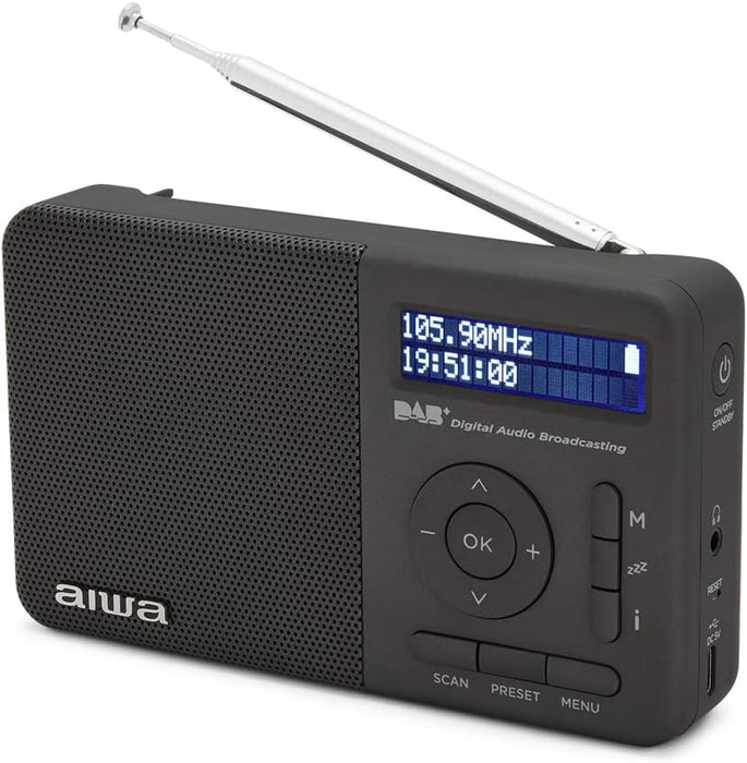 Aiwa Rd40Dabtn - Digital Dab+ & Fm Radio Alarm Clock (Black)