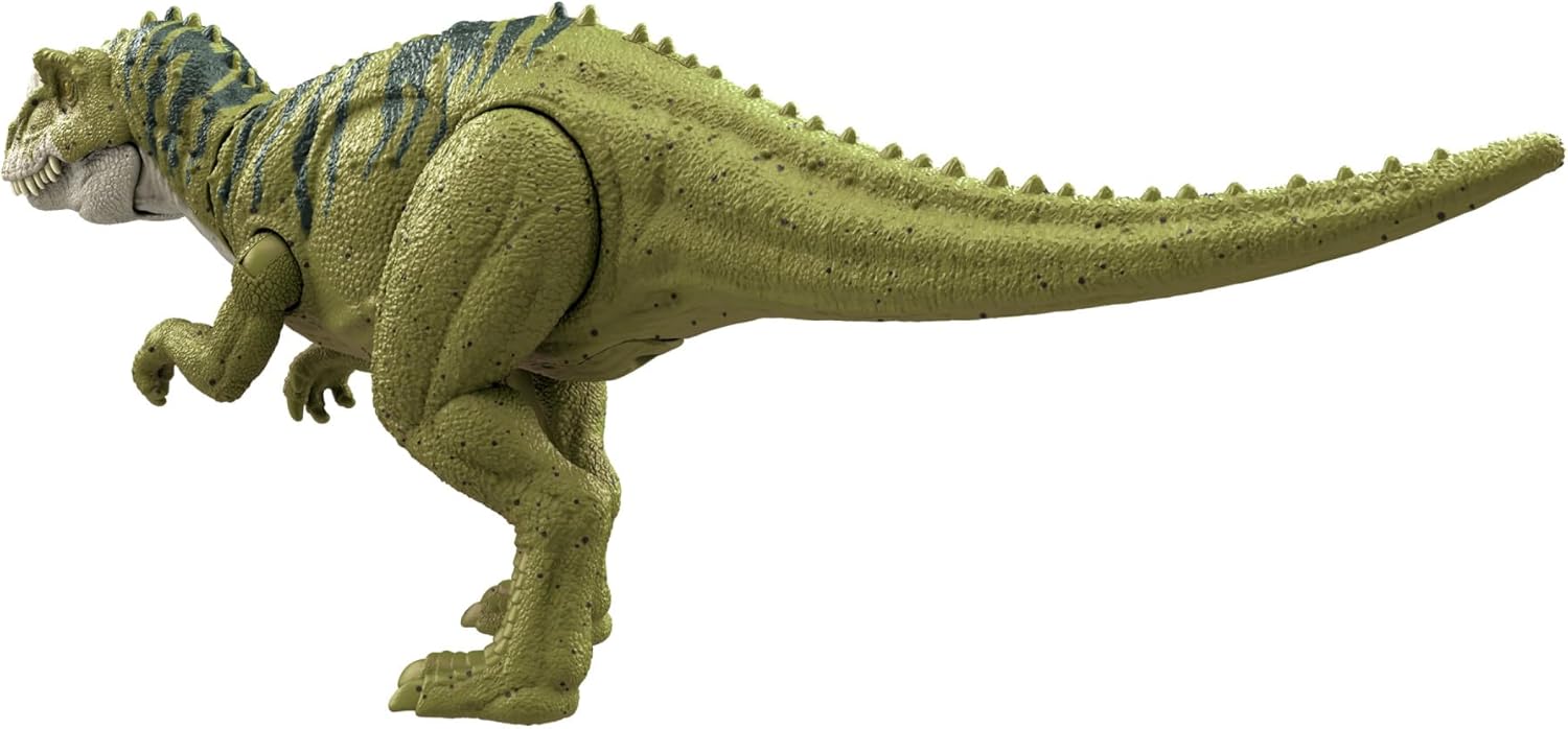 Mattel Jurassic World: Teoría del Dinocaos Netflix - Dinosaurio Ceratosaurus verde rayado, rugido salvaje, juguete con sonidos +4 años (HTK74)
