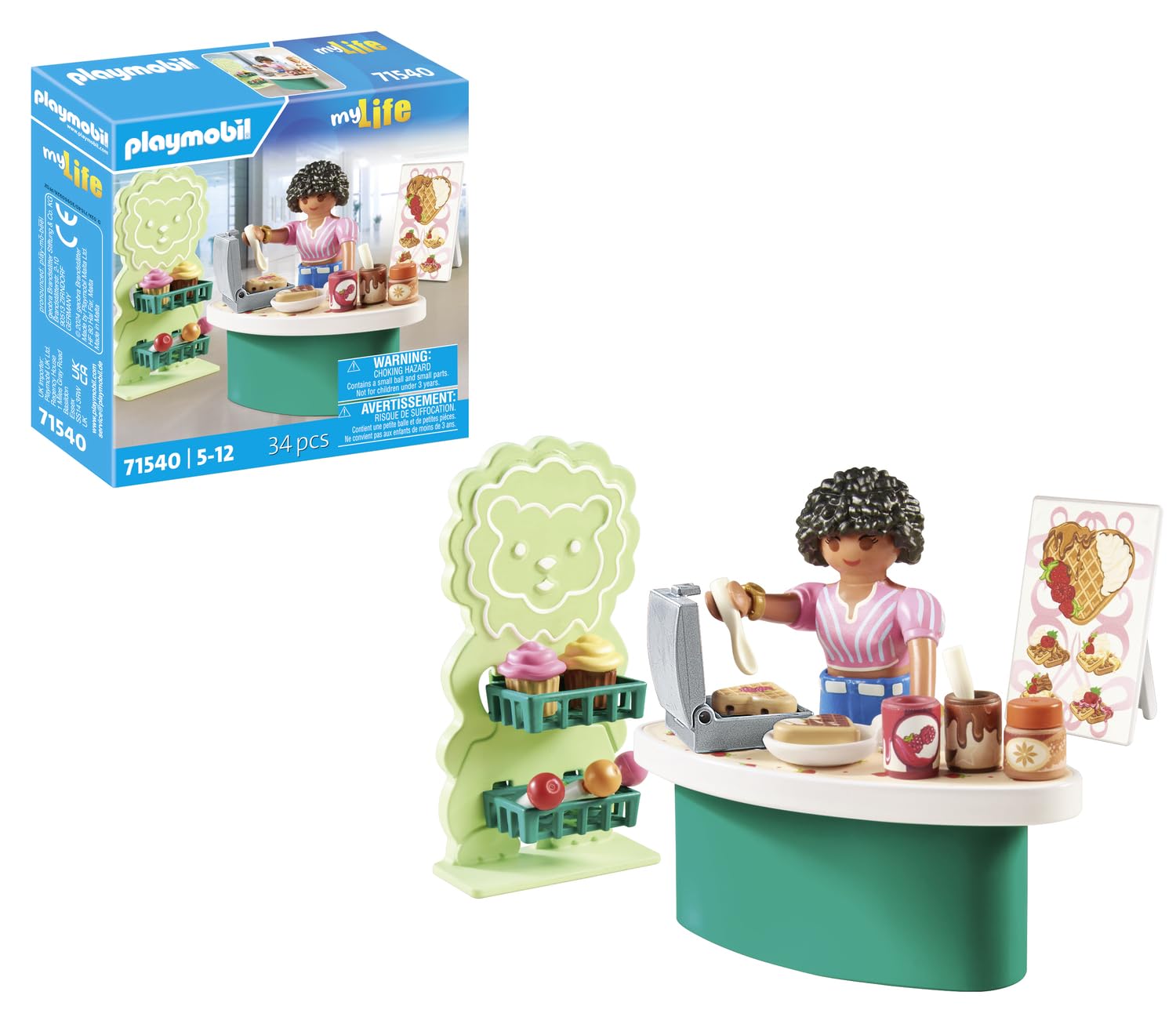 PLAYMOBIL myLife 71540 Puesto de Dulces, deliciosos bocadillos, gofres y Pasteles, Juguetes para niños a Partir de 5 años