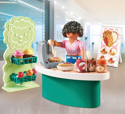 PLAYMOBIL myLife 71540 Puesto de Dulces, deliciosos bocadillos, gofres y Pasteles, Juguetes para niños a Partir de 5 años