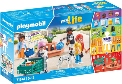 Playmobil 71541 myLife: MyFigures Shopping, a big shopping spree through the stores, including a shopping cart and bag, detailed play sets suitable for children ages 5+