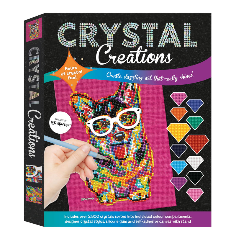 Crystal Creations Neon Corgi in Glasses by P.D. Moreno | Diamond Painting for Adults | Arts and Crafts Gifts | Animal Crafting for Teenagers