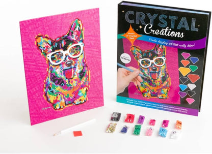 Crystal Creations Neon Corgi in Glasses by P.D. Moreno | Diamond Painting for Adults | Arts and Crafts Gifts | Animal Crafting for Teenagers